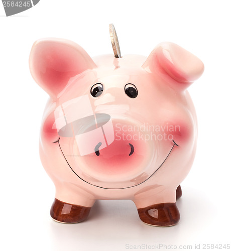 Image of Business concept. Lucky piggy bank isolated on white background.