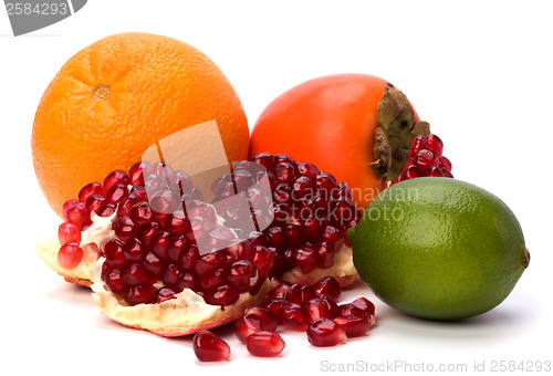 Image of tropical fruits isolated on white background
