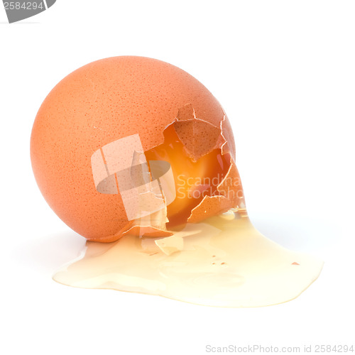 Image of broken egg isolated on white background