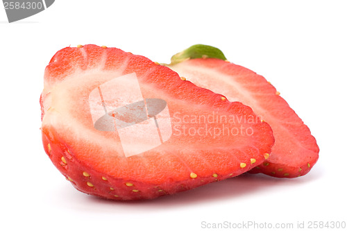 Image of Halved strawberry isolated on white background