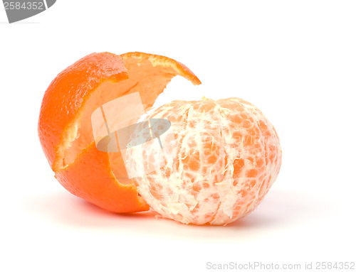 Image of peeled mandarin isolated on white