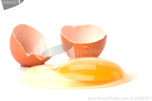 Image of broken egg isolated on white background