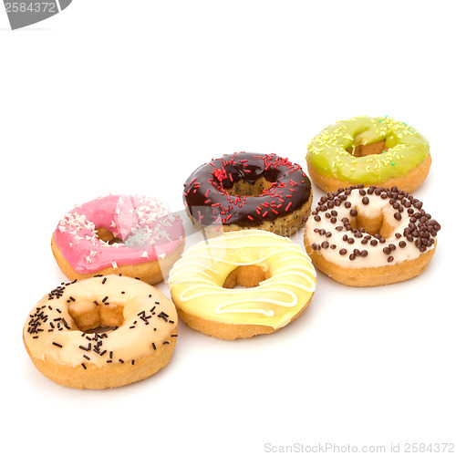 Image of Delicious doughnuts isolated on white background 