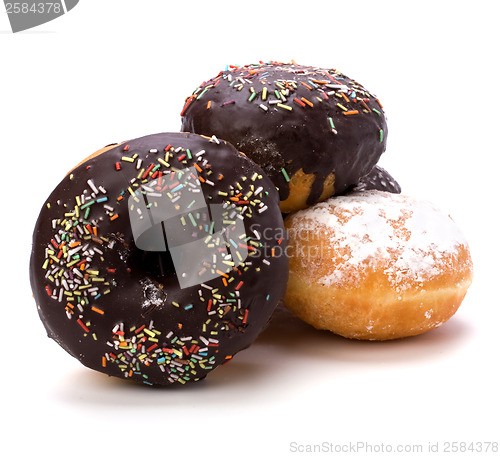 Image of Doughnut  with chocolate cream  isolated on white  background