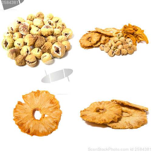 Image of dried fruits assortment isolated on white background