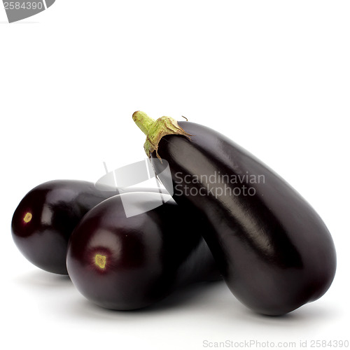 Image of eggplants isolated on white background close up