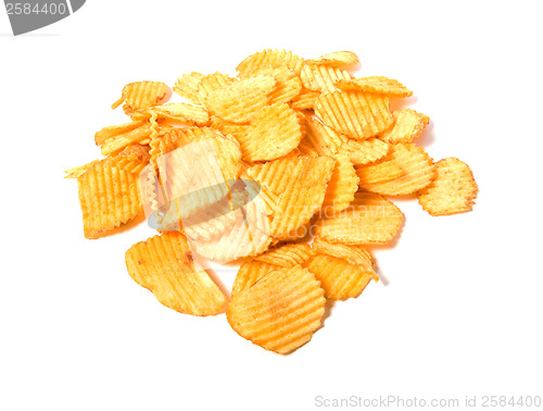 Image of Potato chips isolated on white background 