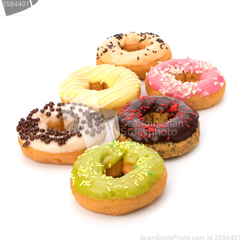 Image of Delicious doughnuts isolated on white background 
