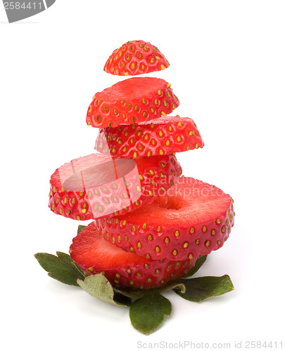 Image of Sliced strawberry isolated on white background