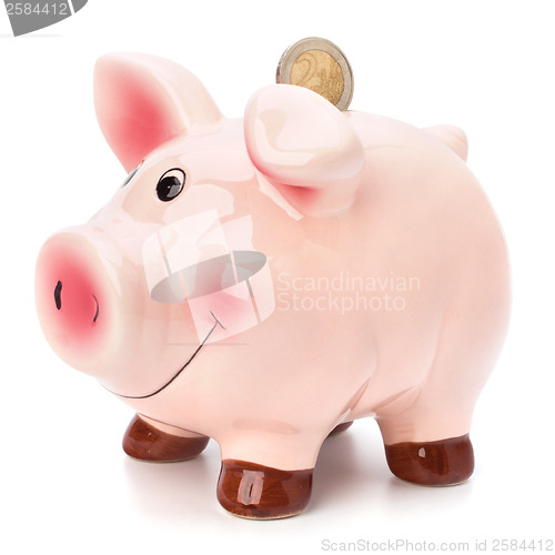 Image of Business concept. Lucky piggy bank isolated on white background.