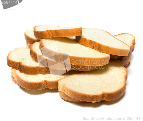 Image of sliced baguette isolated on white  