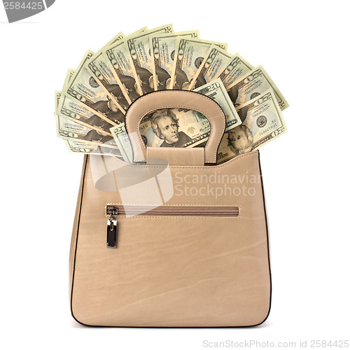 Image of Glamour handbag full with money