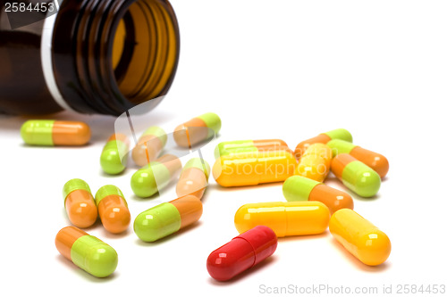 Image of capsules isolated on white background