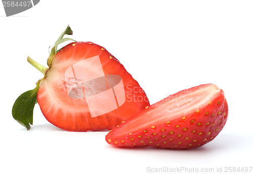 Image of Halved strawberry isolated on white background