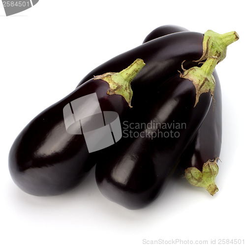 Image of eggplants isolated on white background close up