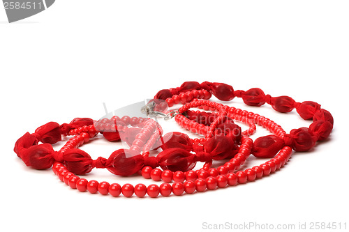 Image of Red beads isolated on white background