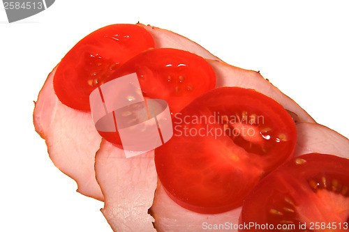 Image of open sandwich isolated on white 