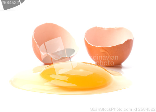 Image of broken egg isolated on white background