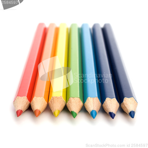 Image of 
Colour pencils isolated on white  background close up
