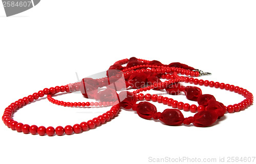 Image of red beads isolated on white background