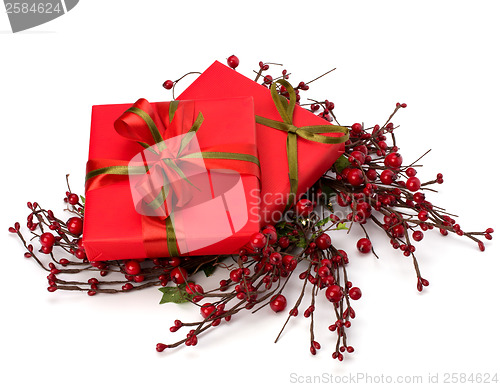 Image of festive gift box stack 