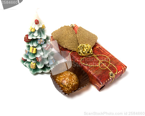 Image of Christmas tree candle  isolated on the white background 