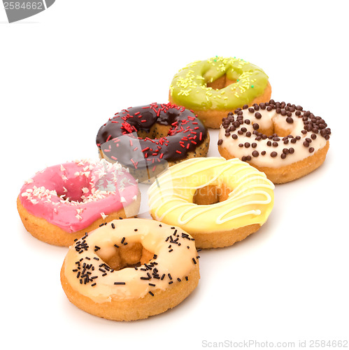 Image of Delicious doughnuts isolated on white background 