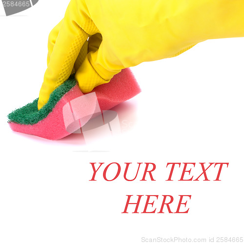 Image of Hand in yellow glove with sponge