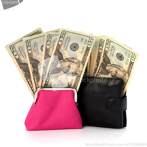 Image of Money in leather  purse 