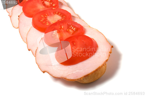 Image of open sandwich isolated on white 