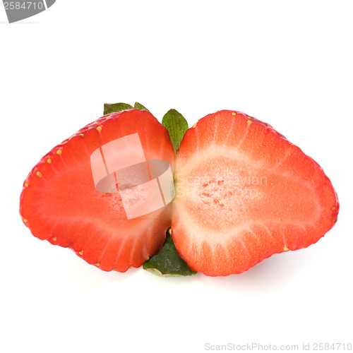 Image of Halved strawberry isolated on white background