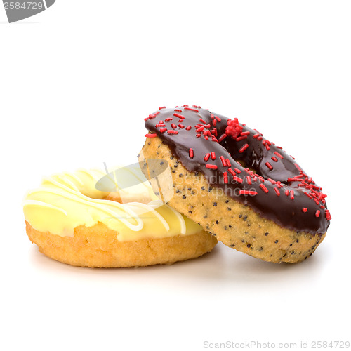 Image of Delicious doughnuts isolated on white background 