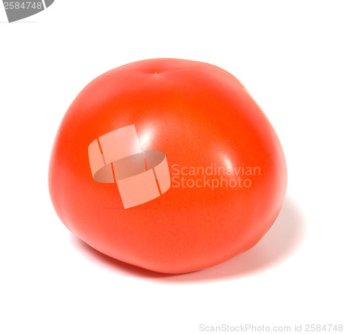 Image of single red tomato isolated  on white background 