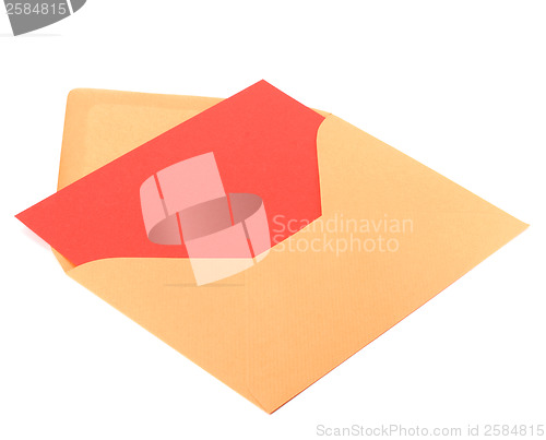 Image of envelope with card isolated on white background