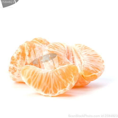 Image of peeled mandarin segments isolated on white background