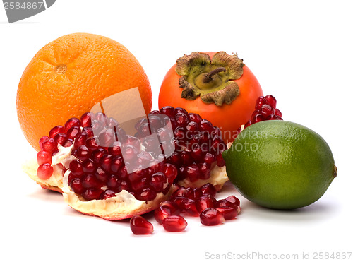 Image of tropical fruits isolated on white background