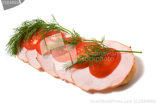 Image of open sandwich isolated on white 