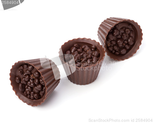 Image of chocolate pralines isolated on white background