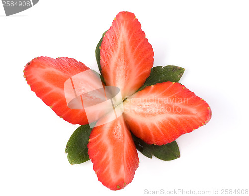 Image of Sliced strawberry isolated on white background