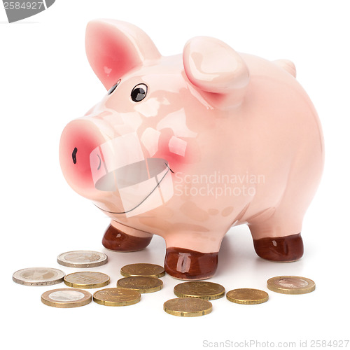 Image of Business concept. Lucky piggy bank isolated on white background.