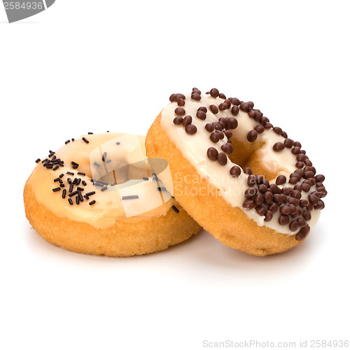 Image of Delicious doughnuts isolated on white background 