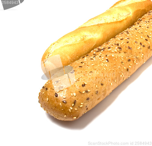 Image of baguette isolated on the white background