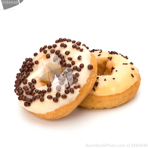 Image of Delicious doughnuts isolated on white background 