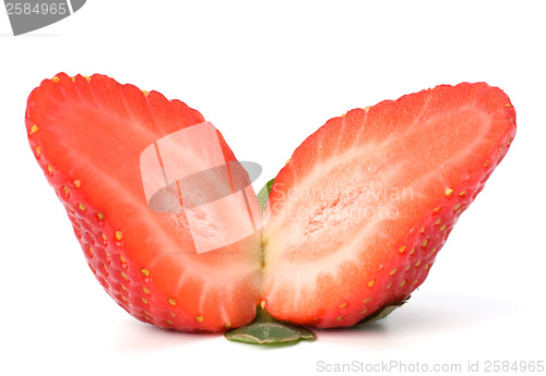 Image of Halved strawberry isolated on white background