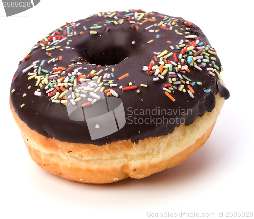 Image of Doughnut  with chocolate cream  isolated on white  background