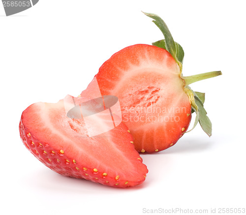 Image of Halved strawberry isolated on white background