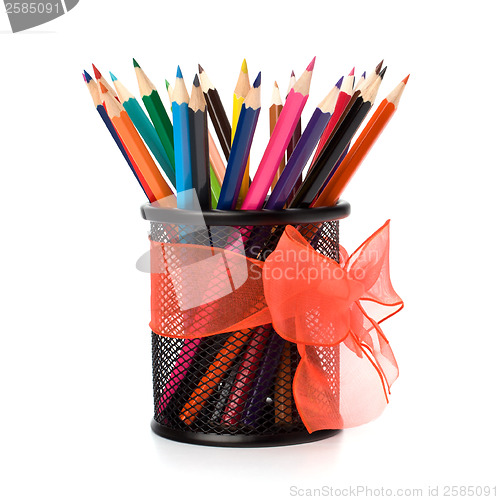 Image of 
Colour pencils isolated on white  background close up
