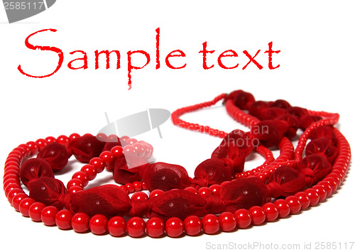 Image of red beads isolated on white background