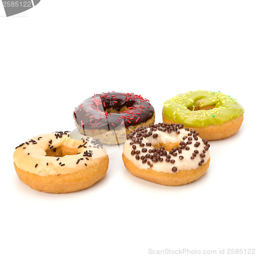 Image of Delicious doughnuts isolated on white background 