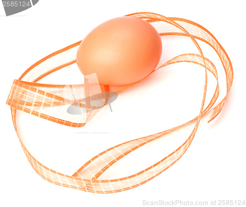Image of easter egg with ribbon isolated on white